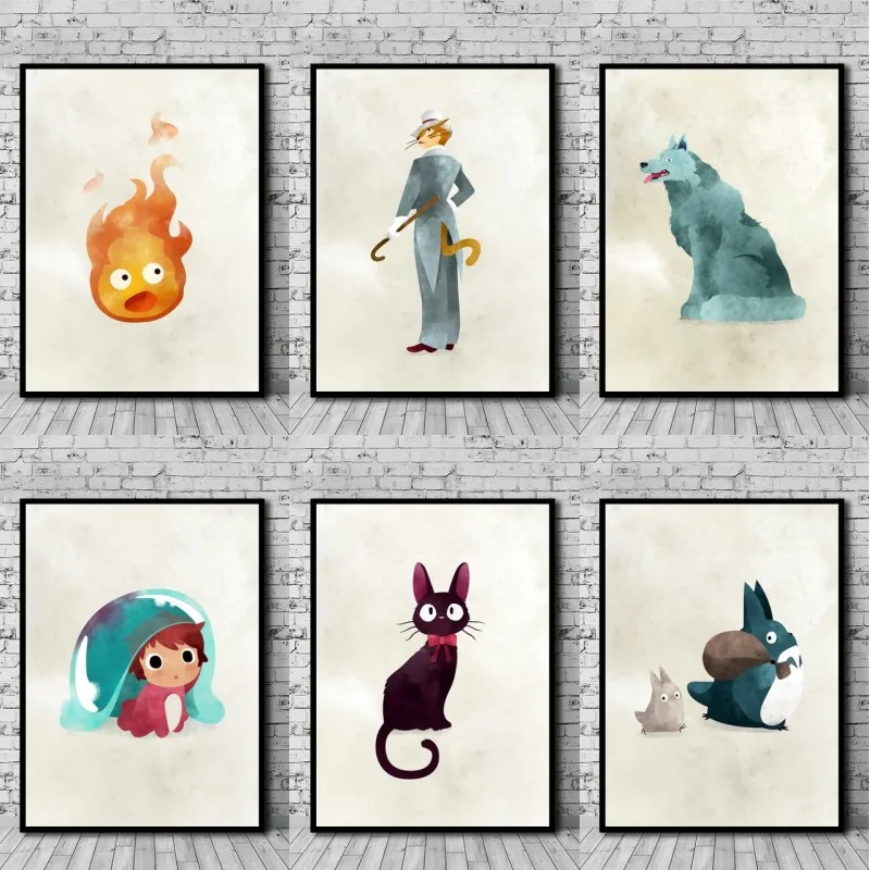 

Home wall art prints decorative canvas paintings Hayao Miyazaki anime Nordic modern style picture printing poster living room