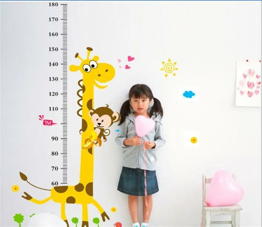 Removable Height Chart Measure Wall Sticker Decal for Kids Baby Room Giraffe EN stickers Living House Decoration Stickers | Дом и сад