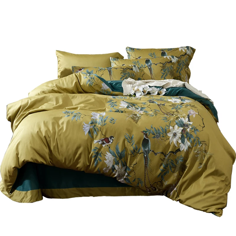 

HD printed Birds Branch printed Premium Egyptian cotton Silky Soft Duvet Cover Family size Europe US King Queen Size Bedding