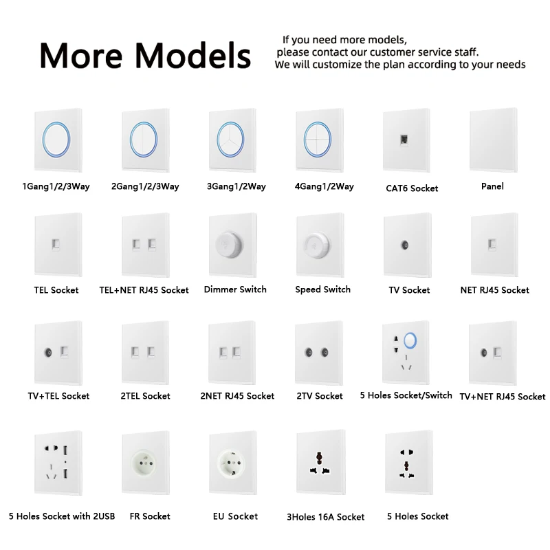 

Avoir Light Switch Electrical Sockets White Glass Panel Wall Push button 1 2 3 4Gang 1 2Way Switch Annular LED Aperture 220V