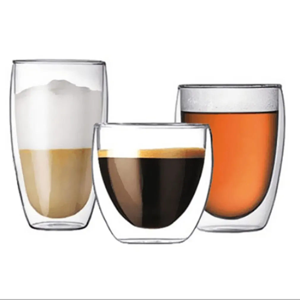 

80/250/350/450 ML Heat-resistant Double Wall Glass Cup Beer Espresso Coffee Cup Mugs Transparent Tea Cups Beer Cup Drinkware