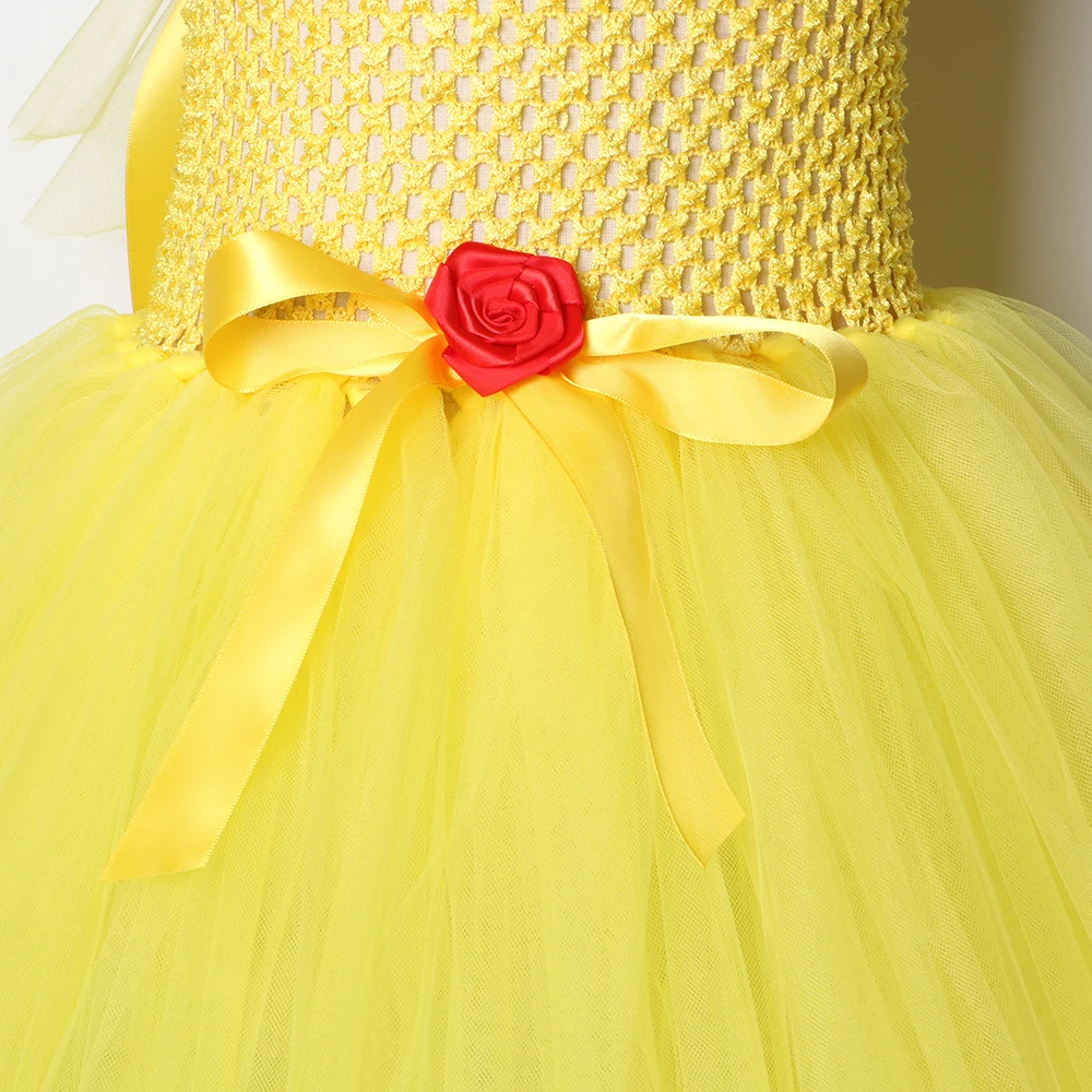 Girls Belle Princess Tutu Dress Tulle Girl Fancy Christmas Halloween Party Kids Beauty and The Beast Cosplay Costume | Детская одежда и