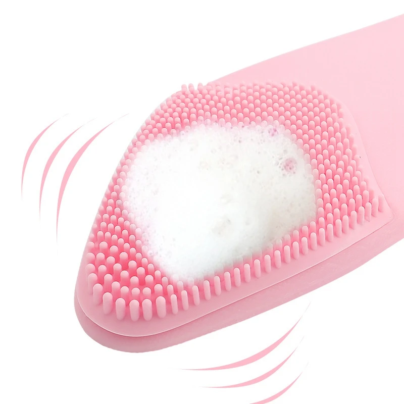 Зеленая Очищающая щетка для лица Sonic Vibration Face Cleaner Silicone Deep Pore Cleaning Electric Waterproof Massage