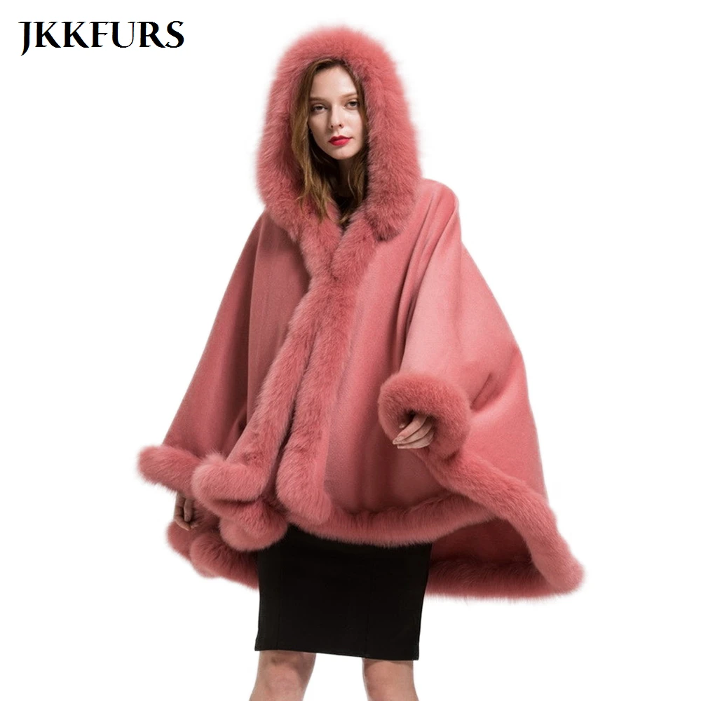 Шарфы JKKFURS из натурального Лисьего меха женский зимний шарф женское пончо теплая