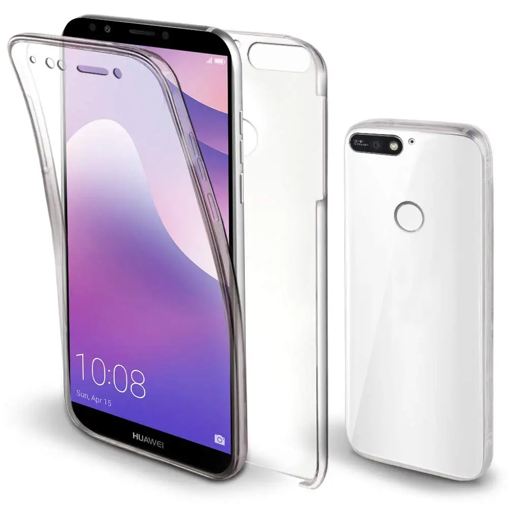 Case 360 Degree Silicone Clear Cover for Huawei HONOR 7C PRO 7CPRO LND-AL29 LND-AL30 LND-AL40 Hard PC Back Soft TPU Front |