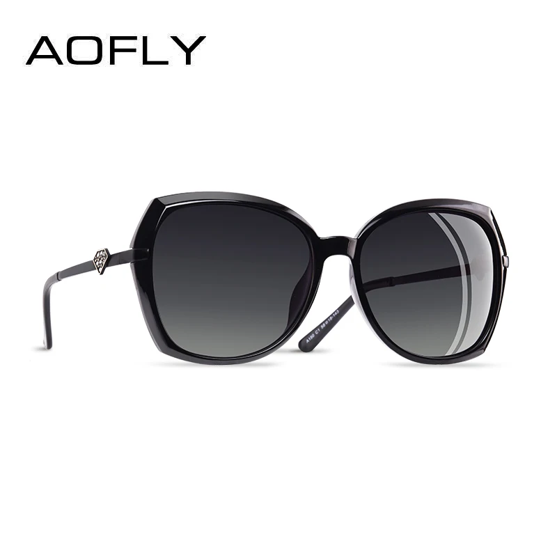 C1Black AOFLY фирменный дизайн, модные поляризованные солнцезащитные очки для женщин, роскошные женские солнцезащитные очки в форме бриллиантов, женские градиентные оттенки, UV400 - Цвет линз: C1Black