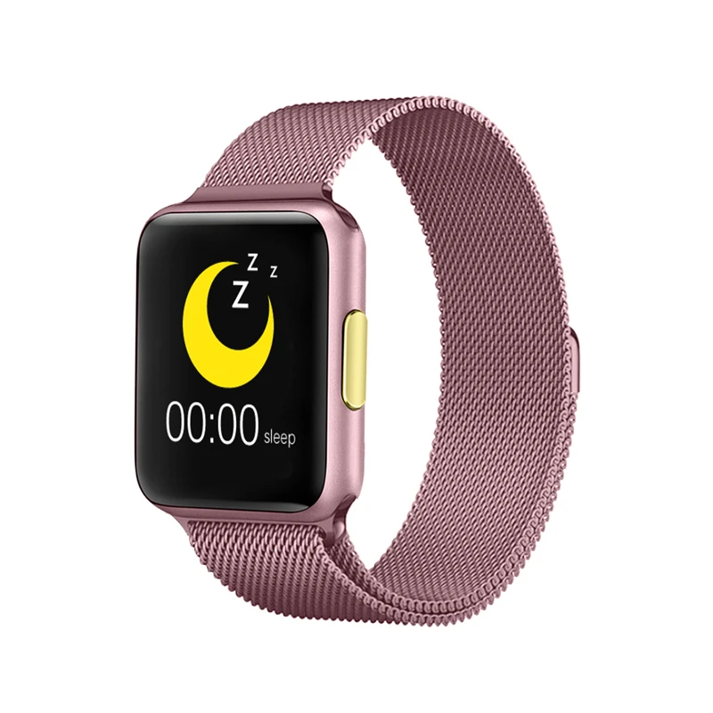Pink Steel E06 мужские смарт-часы спортивные IP68 Водонепроницаемые Full Touch монитор сердечного ритма Bluetooth женские Смарт-часы для Android IOS PK P80 - Цвет: Pink Steel