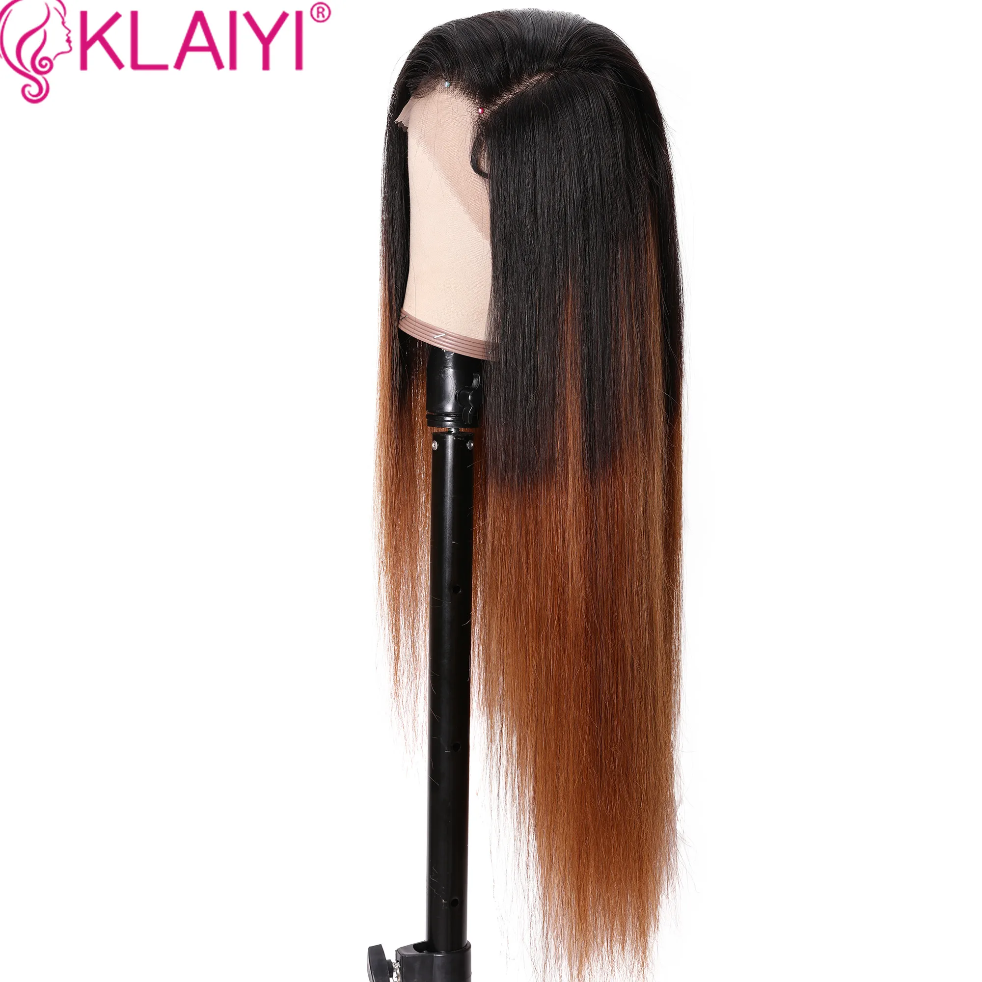 Klaiyi прямые волосы 13*6 дюймов фронтальные парики T1B/4 Ombre Человеческие с детскими