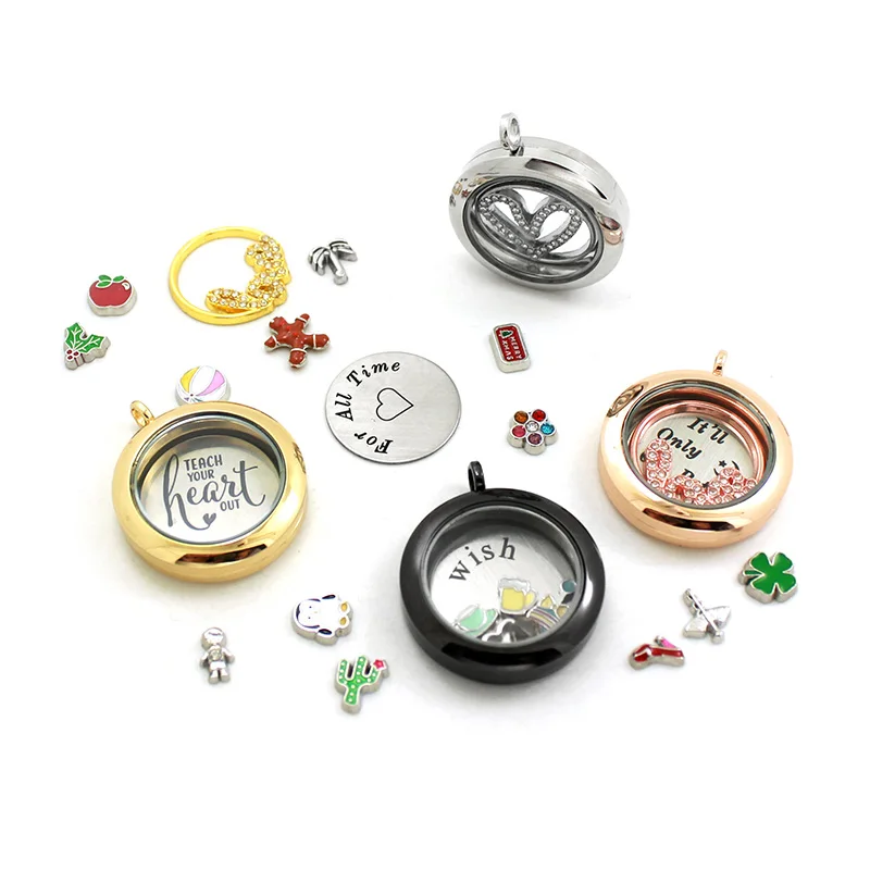 10 шт. круглые медальоны 30 мм LSFL024 * 10|floating charm locket|living locketcharm locket |