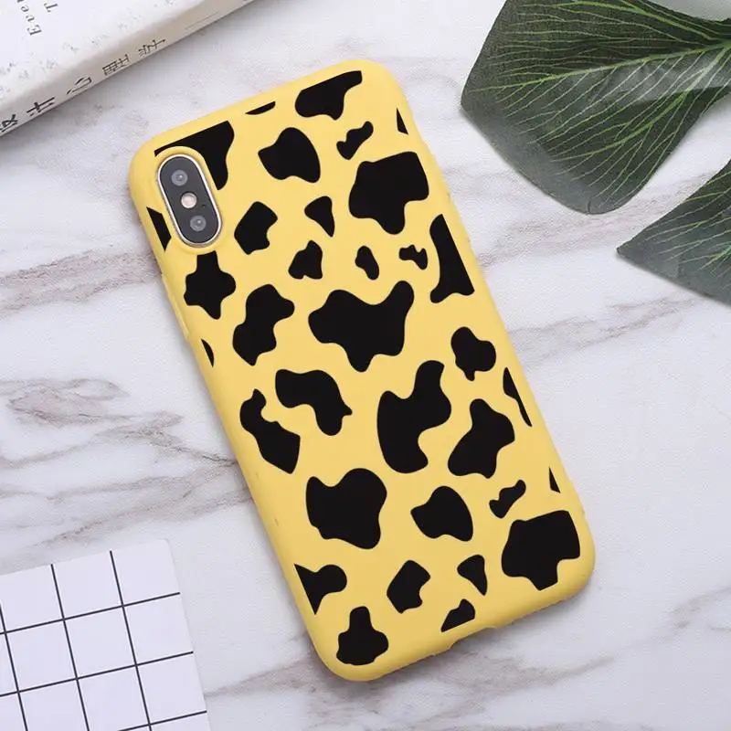 

Cow print animal Phone Case Candy Color for iPhone 6 7 8 11 12 s mini pro X XS XR MAX Plus