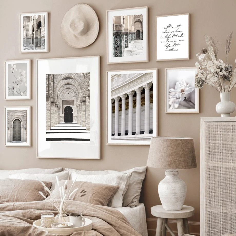 

Islamic Architecture Quotes Poster And Print Moroccan Arch Muslim Mosque Canvas Painting Flower Casablanca Palace Decal Decor