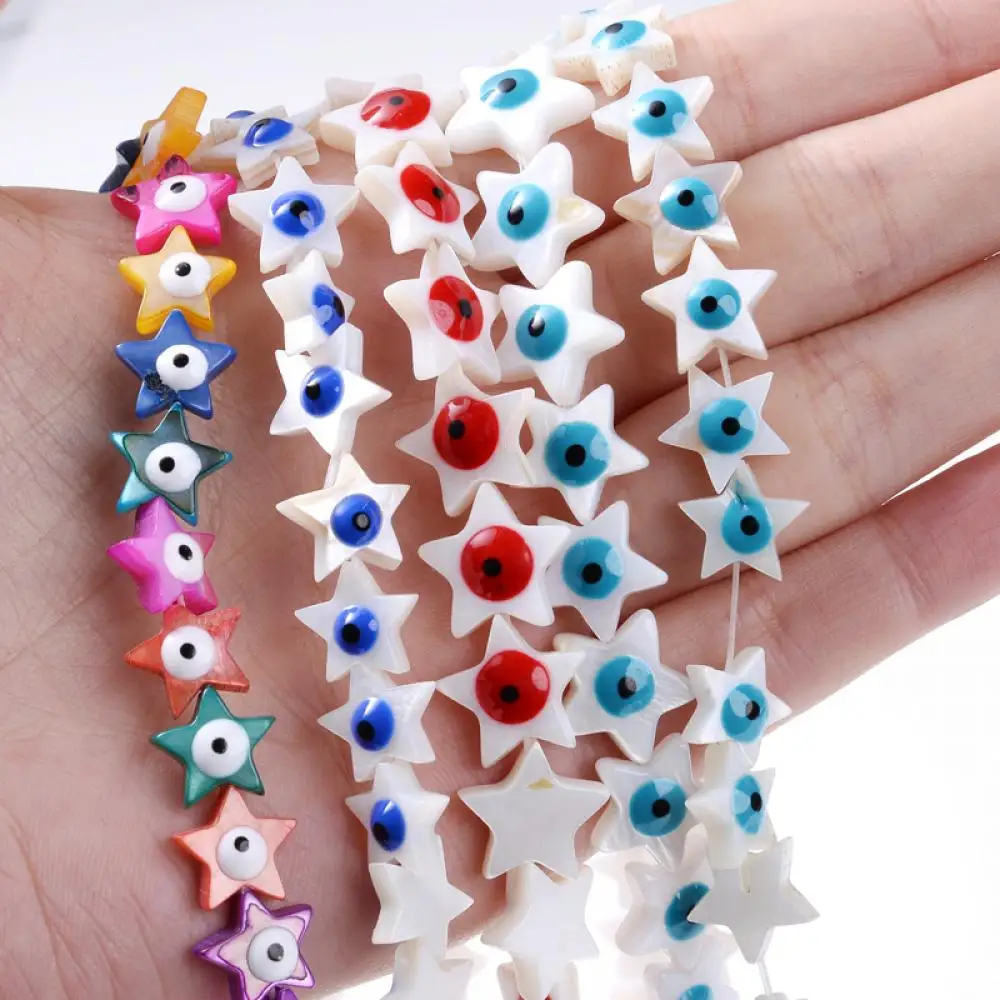 

Natural White Shell Evil Eye Five-Pointed Star Shape Beads Irregular Freshwater Shell Beads For DIY Jewelry Making Bracelet