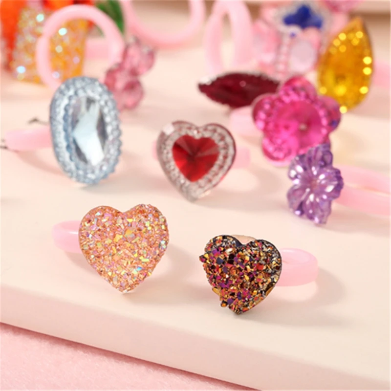 

36pcs Shiny Adjustable Diamond Rings With Box Fixed Style For Girls Perfect Gift