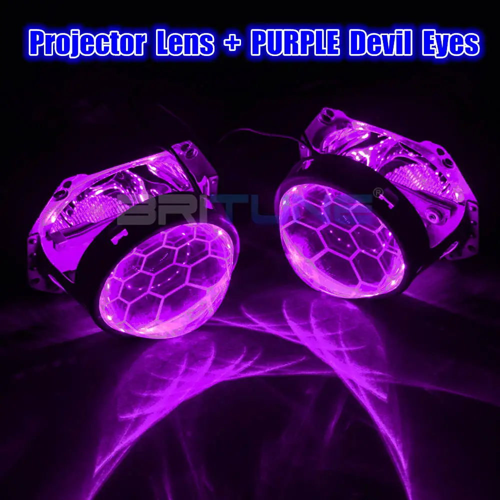 With Purple Devil Для Hella 3R G5 5 фары линзы HID проектор Honeycomb Bi-xenon травление синие линзы модифицированные автомобильные аксессуары стиль D1 D2 D3 D4 - Цвет: With Purple Devil