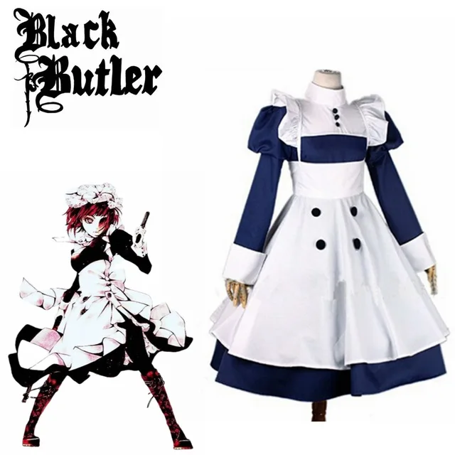 Аниме Черный дворецкий Kuroshitsuji Mey Rin Косплей Костюм на заказ костюмы + фартук для