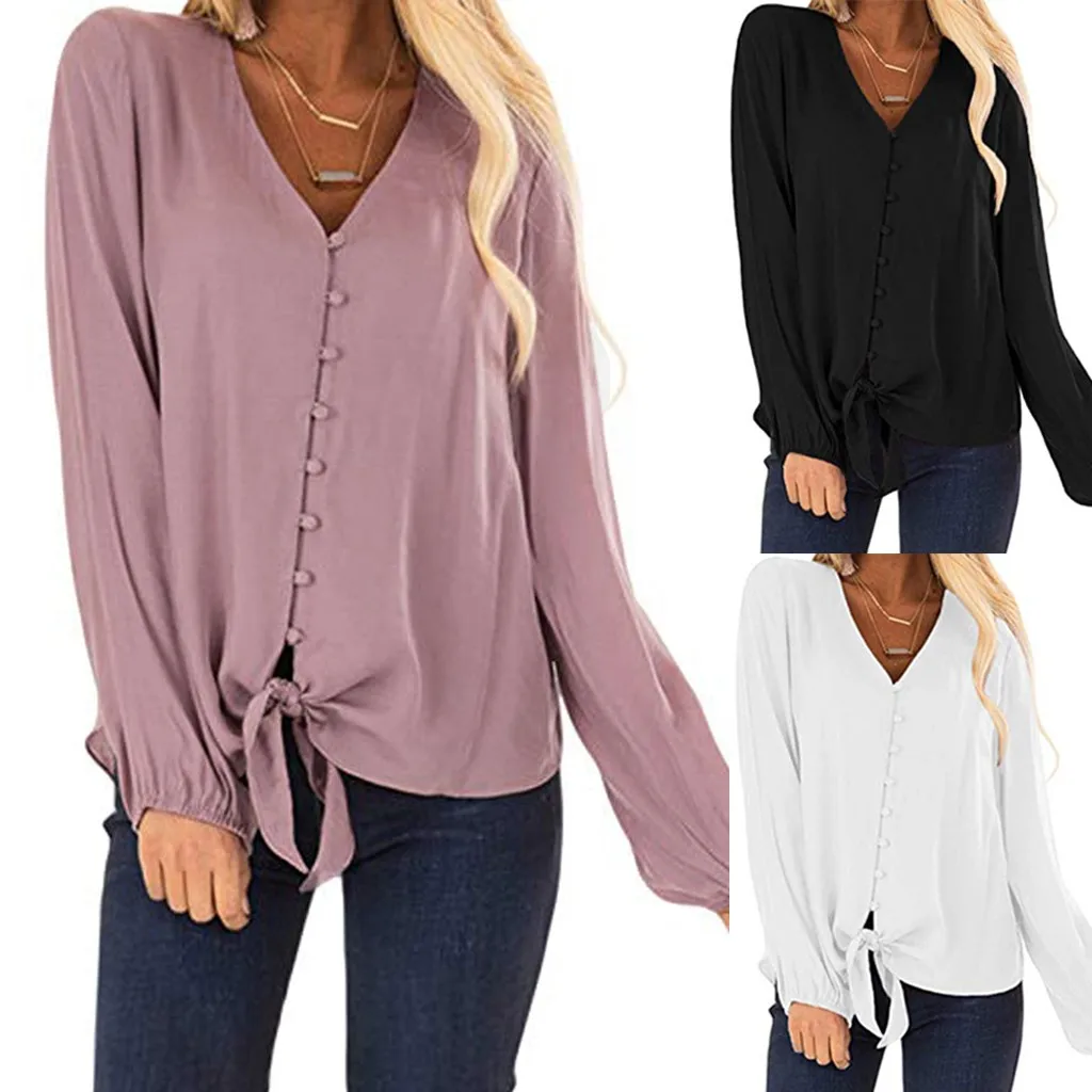 SAGACE Однотонные блузки и топы для женщин на пуговицах Осенняя Повседневная