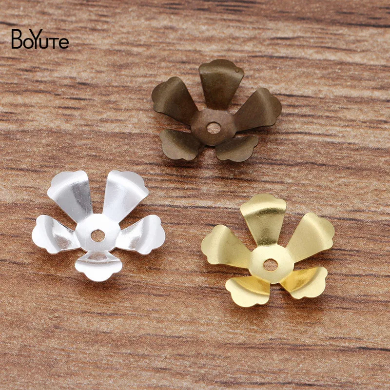 

BoYuTe (200 Pieces/Lot) 14MM Metal Brass Flower Bead Caps Jewelry Making Diy Hand Made Materials Wholesale