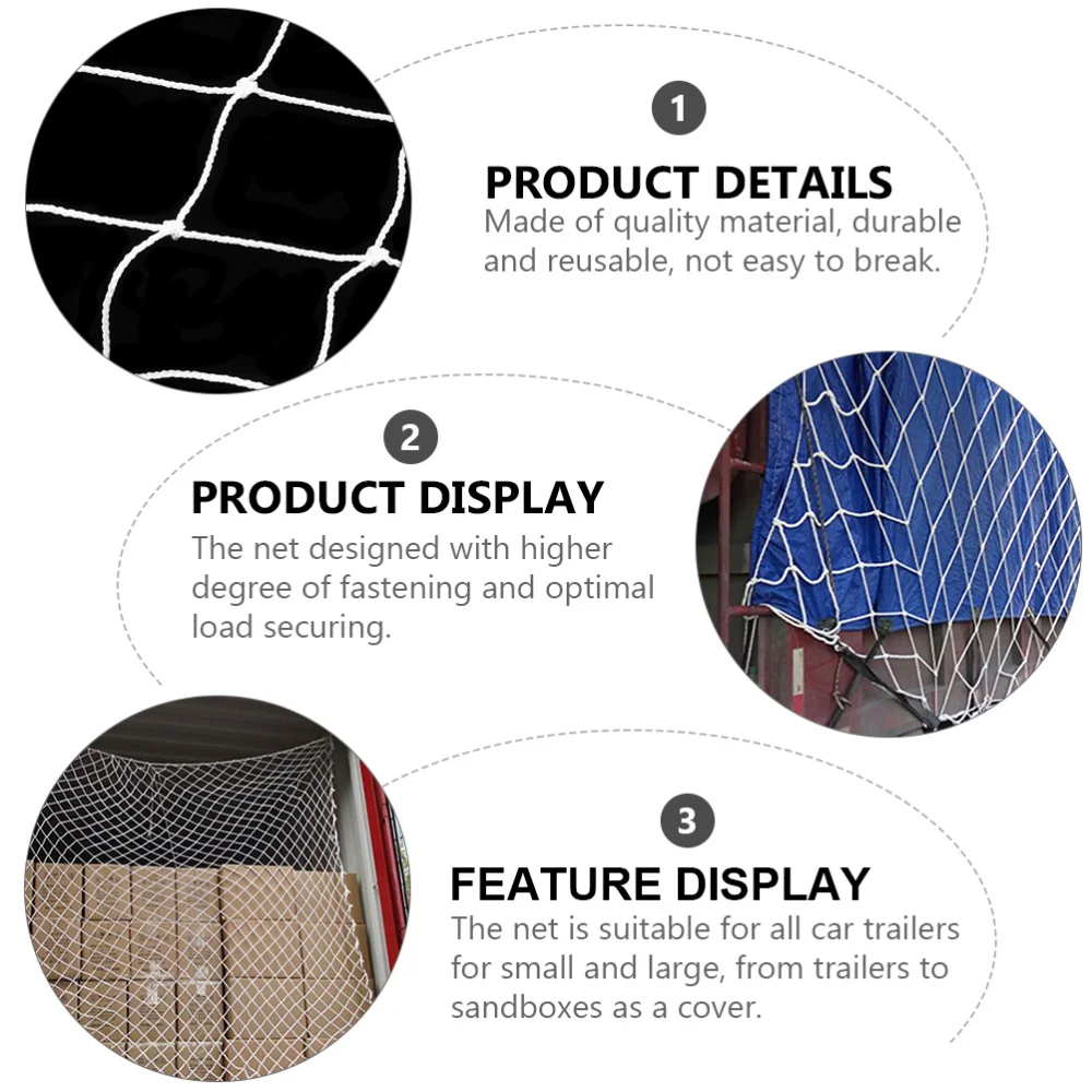 

1pc Cargo Net Truck Trailer Mesh Cover Luggage Net Protective Screening (White)
