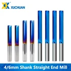 Концевая фреза с 2 канавками, твердосплавная фреза для дерева, ПВХ, пластика, гравировального станка с ЧПУ, хвостовик 4 мм6 мм, 1 шт.