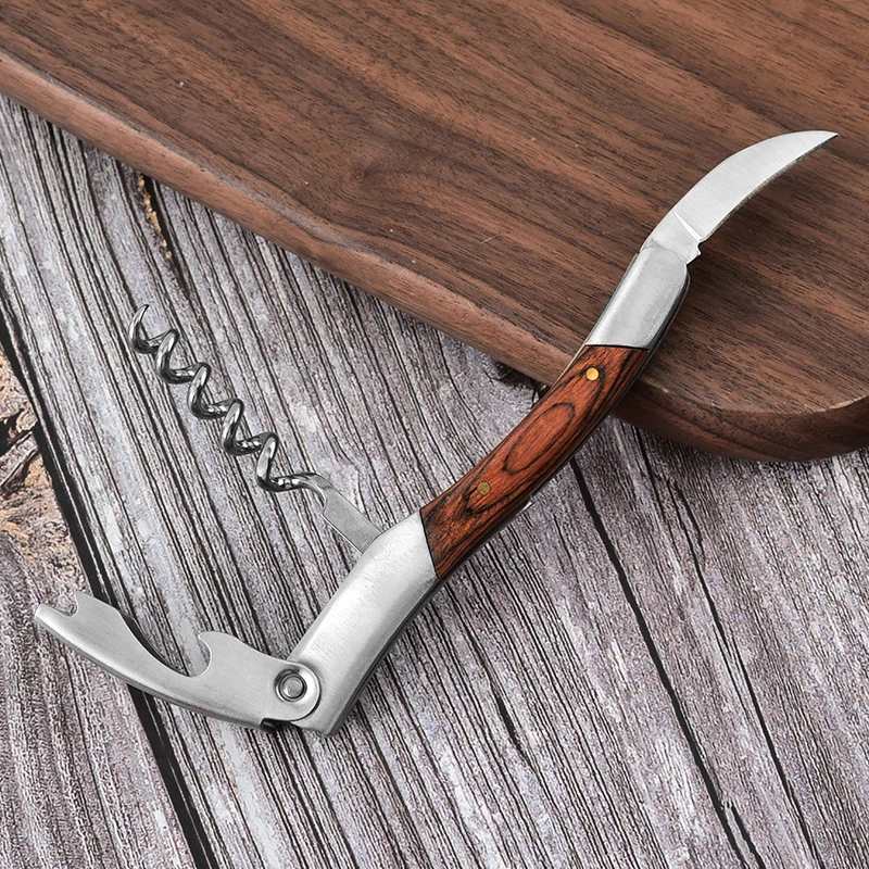 Портативный штопор для вина с деревянной ручкой открывалки винных бутылок