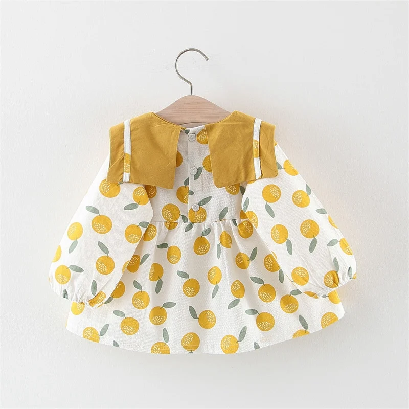 2019 г. Осеннее милое платье принцессы с бантом и фруктами для девочек детское