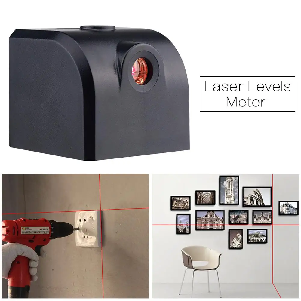 Mini Black Laser Level 360 Degree Cross Line Rotary Level Measuring Instruments 4 Lines 5 Points For Construction Tools