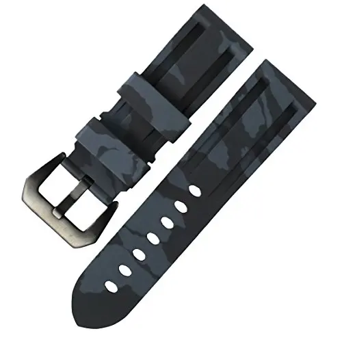 Sports Camouflage Diver Rubber Silicone Watch Strap PVD Tang Buckle Suitable for Panerai PAM Watch 24mm Waterproof Watch Band