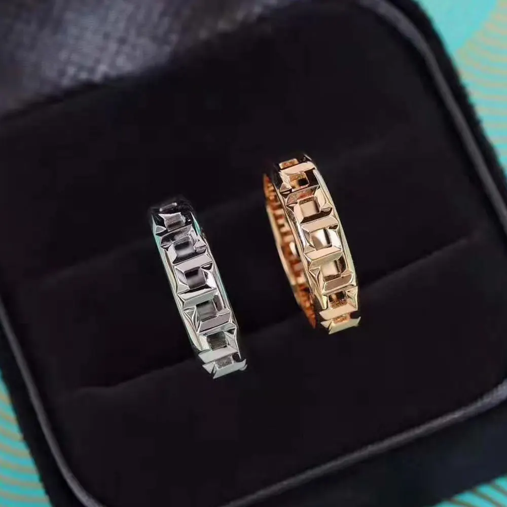 

AYBS Real 925 Rings High Quality TIFN Original 1: 1 "Classic Roman Hollow Logo" Couple Rings