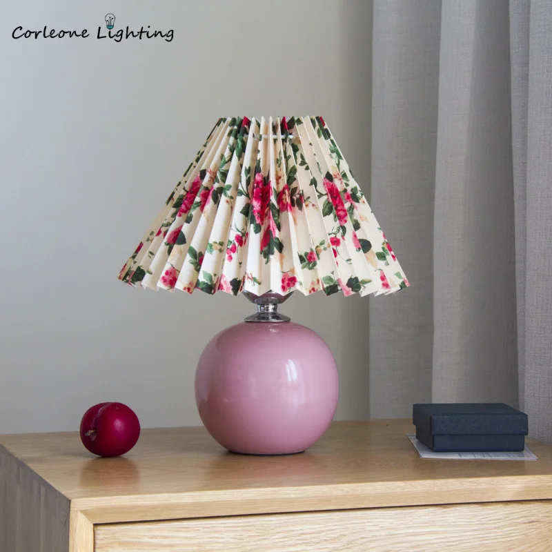 

Japanese Style Pleated Table Lamp Multicolor Ceramic DIY Standing Table Lamps for Tatami Living Room Bedside Deco Light Fixtures