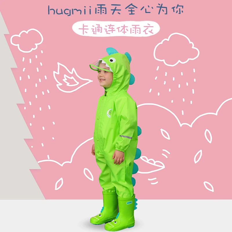 

Dinosaur Long Fashion Cute Raincoat Kids Impermeable Breathable Poncho Hat Portable Design Regenjas Dames Isolation Suit EC50YY