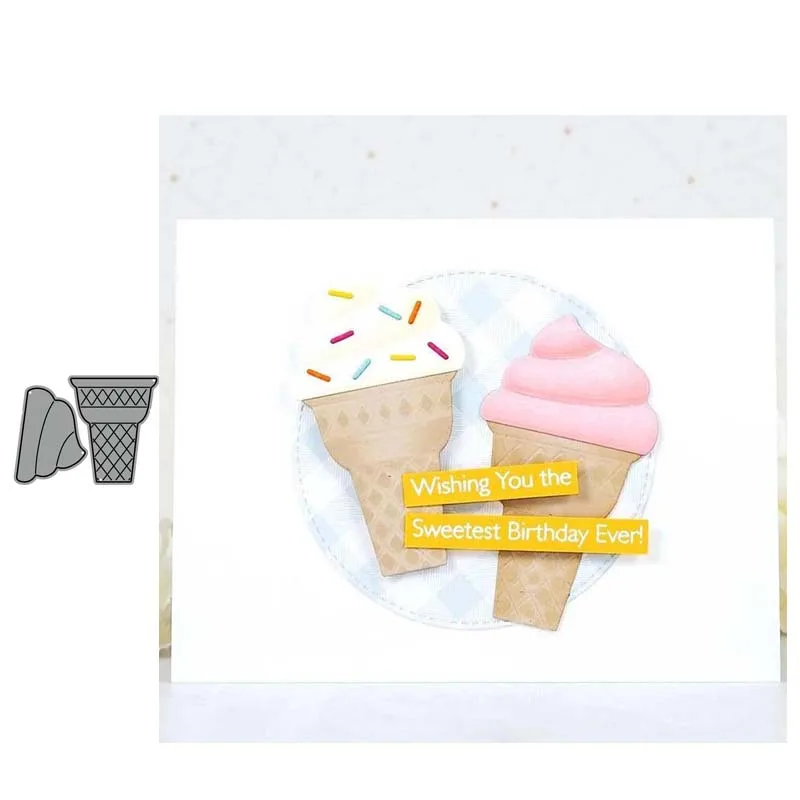 

JC Ice Cream Cone Metal Cutting Dies Dessert for Scrapbooking Stencil Handmade Tools Paper Card Make Model Craft Mold DIY Decor