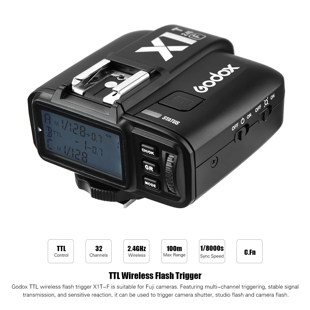 Godox X1T F 2 4G Беспроводной TTL вспышка триггера 1/8000s HSS 32 Каналы ЖК дисплей трансмиттер