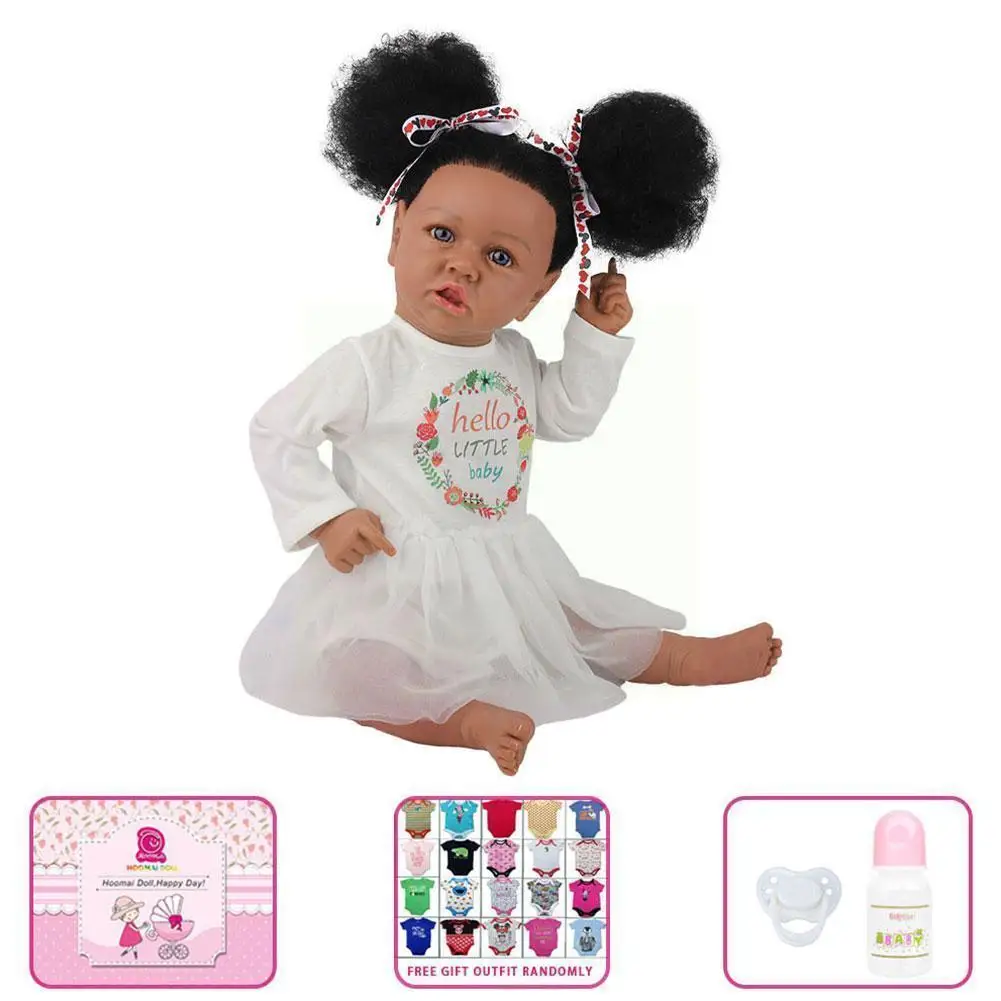 

22-дюймовая Реалистичная мягкая кукла, набор игрушек «сделай сам», черные силиконовые куклы, волосы для девочек D0B1