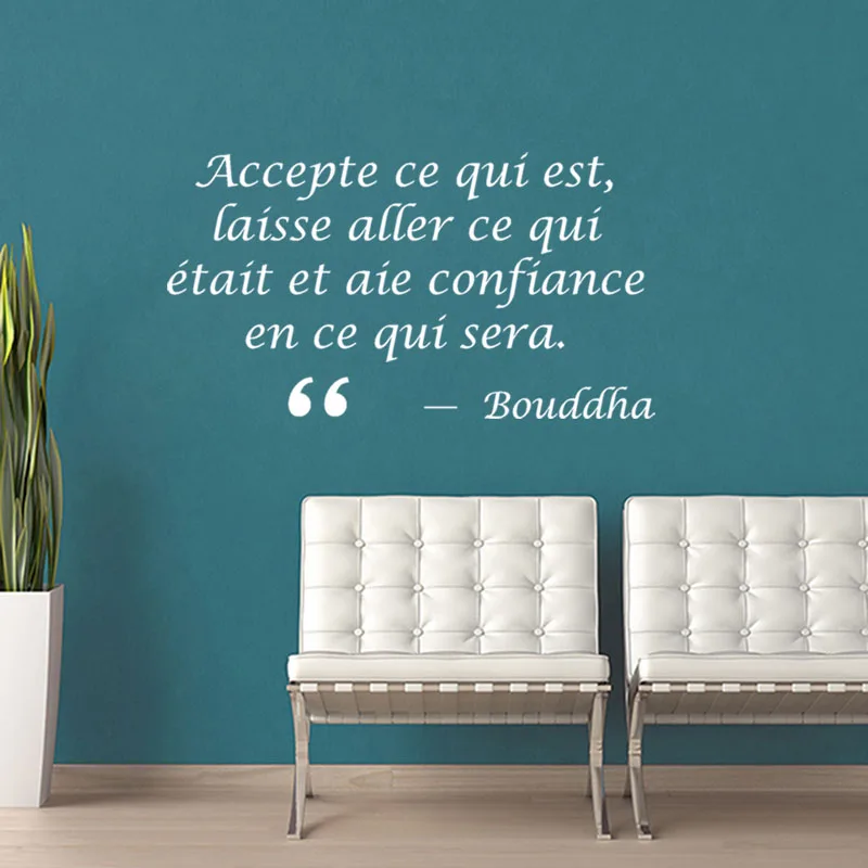Wall Stickers Citation Laisse Aller Ce Qui Etait Vinyl Wall Art Decal Living Room Home Decor Poster Buddha House Decoration