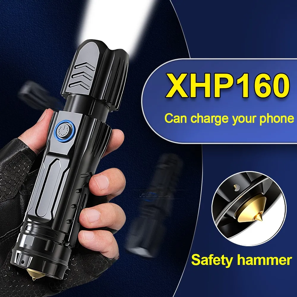 

Super XHP160 Most Powerful LED Flashlight Rechargeable High Power Torch XHP50 Tactical Flashlight 18650 USB Waterproof Hand Lamp