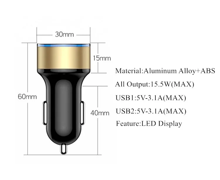 Автомобильное зарядное устройство с двумя USB-портами 3 1 А | Мобильные телефоны и