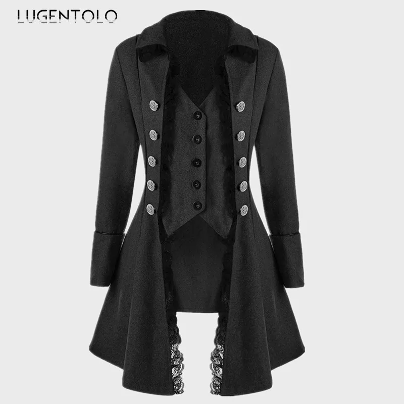 Женский винтажный Тренч с отложным воротником облегающее пальто длинным рукавом