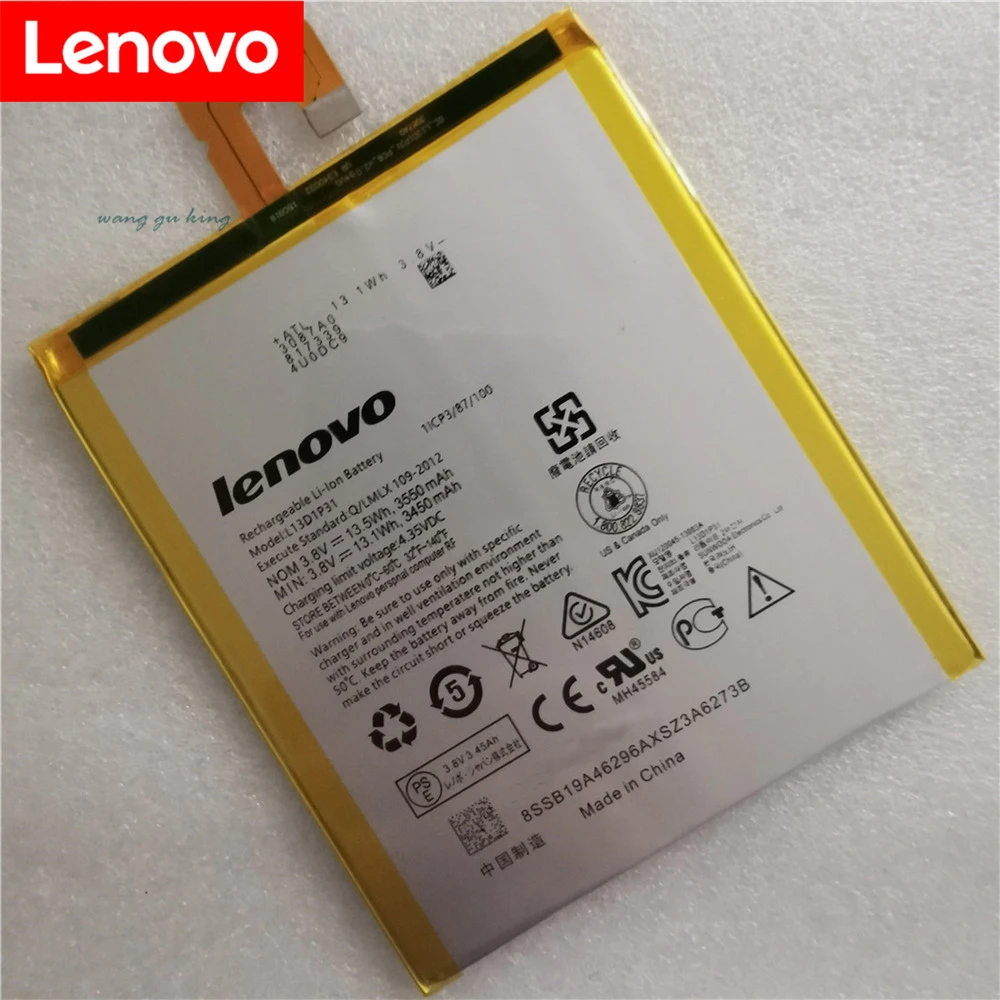 Новый аккумулятор для Lenovo LePad S5000 S5000H Pad A3500 Tablet PC L13D1P31 tab 2 A7-30 3450-3550mAh + номер