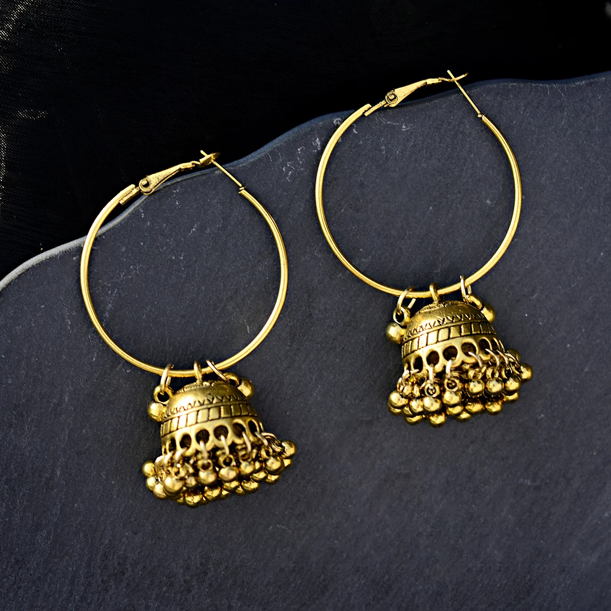 OIQUEI классические Этнические Ретро женские круглые индийские серьги Jhumka