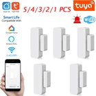 Смарт-детекторы открытиязакрытия двери Tuya, Wi-Fi, домашняя сигнализация, совместима с приложением Alexa Google Home Tuya Smart Life