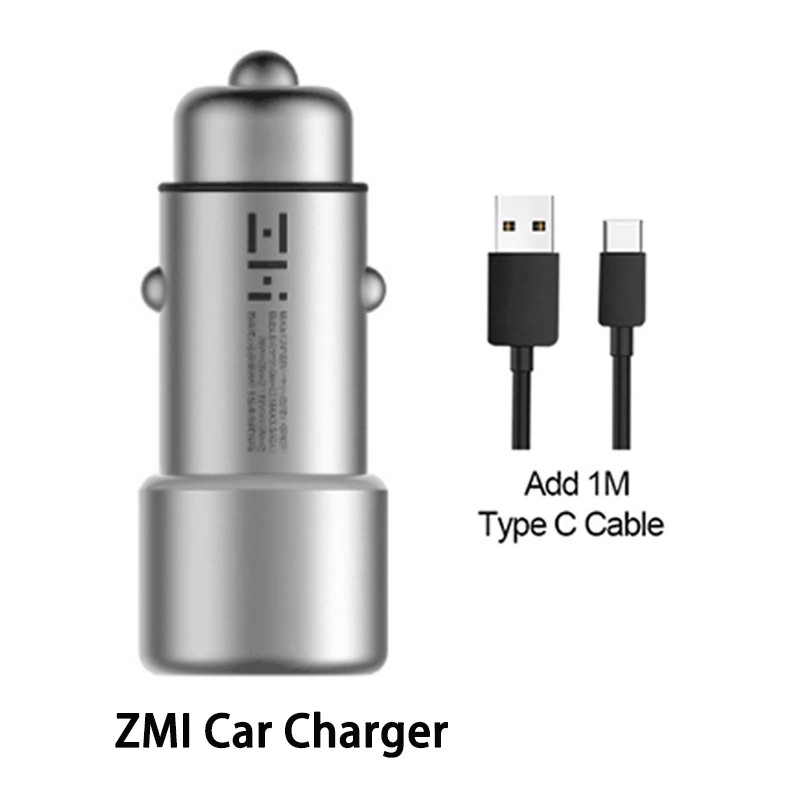 ZMI type c cable Крепление для спортивной камеры Xiao mi автомобиля Зарядное устройство QC 3,0 Dual USB быстрое зарядное устройство 5 V/3A 9В/2A mi автомобиля-Зарядное устройство для Android iOS iPhone samsung huawei - Тип штекера: ZMI type c cable