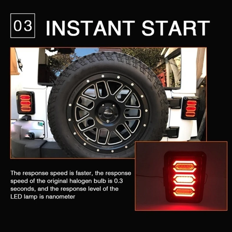 

LED Tail Light Smoke Lens Brake Rear Reverse Turn Signal Lamp Pair for Jeep Wrangler Car Taillight Reversing Brake Light