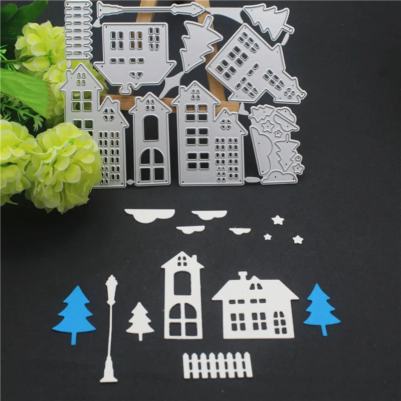 Металлические режущие штампы для рождественского дома скрапбукинга