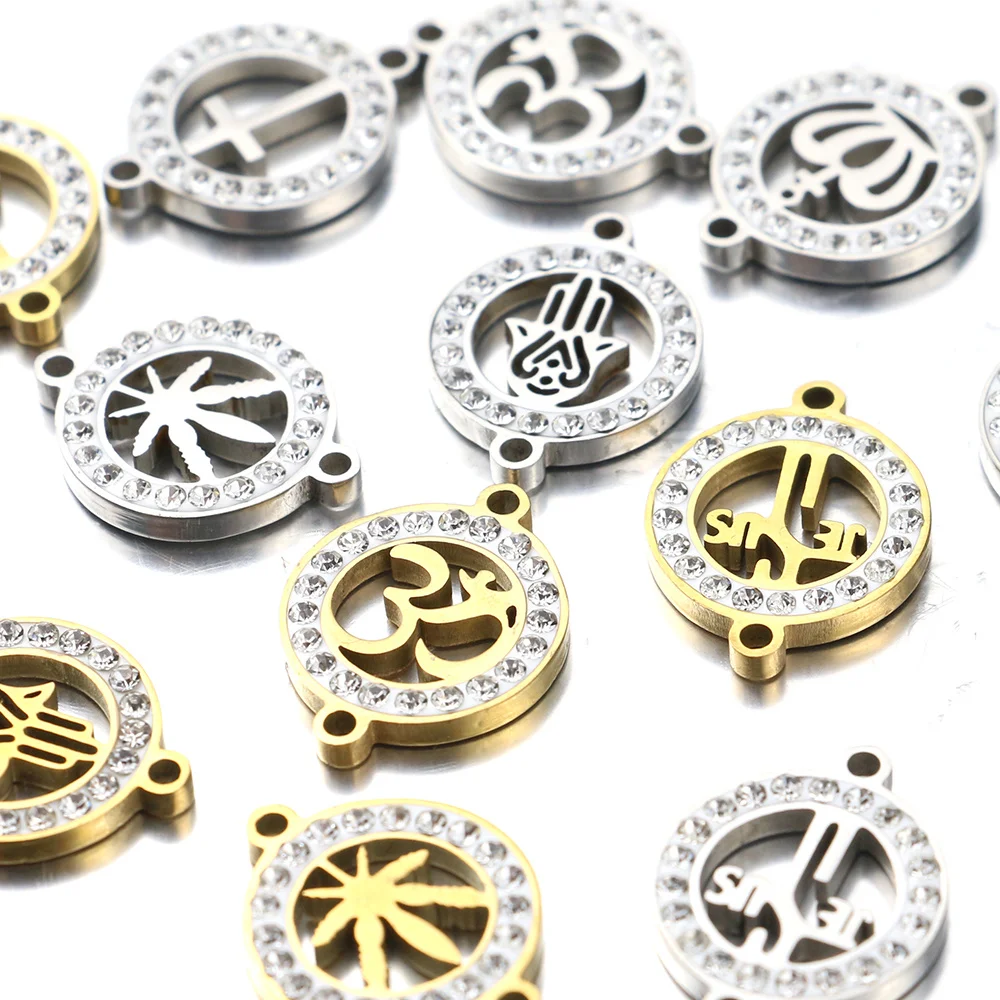 5 шт./лот золотой крест кленовый лист нержавеющая сталь высокое качество круглый