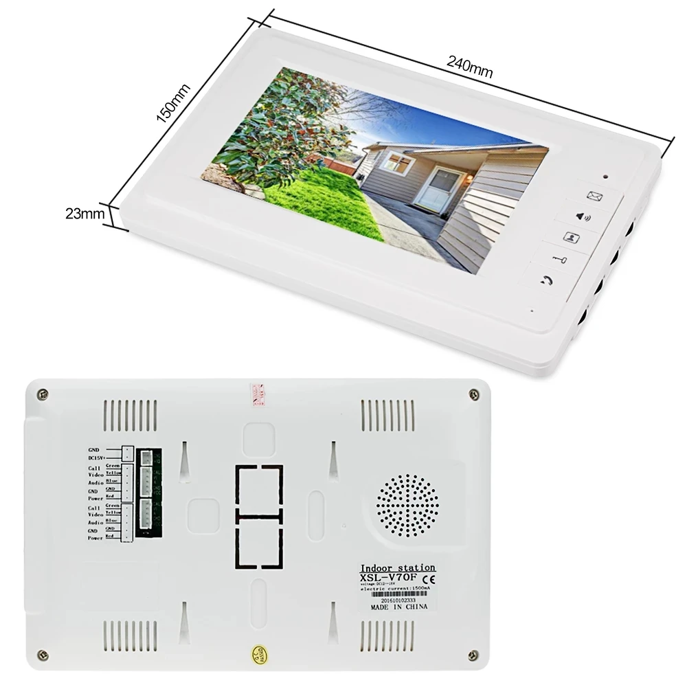 

AnjieloSmart 7''TFT Color Wired Video Door Phone Intercom System for Home Indoor Monitor 700TVL Outdoor Camera IR Night Vision