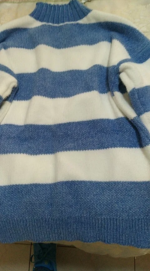 Свитер женский с воротником-хомутом пуловер джемпер полосатый толстый свитер из