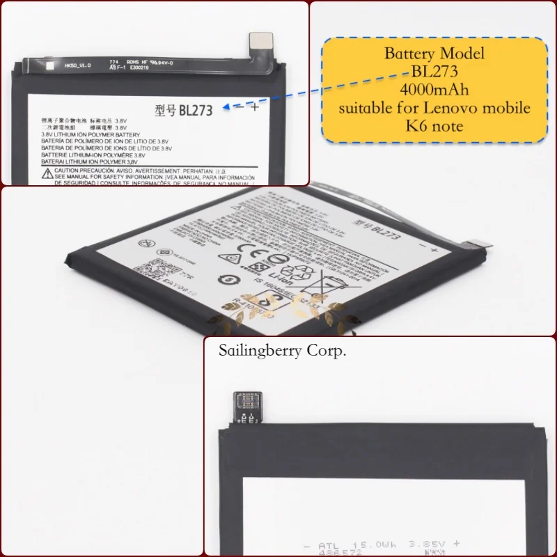 Аккумулятор подходит для lenovo mobile K6 note с аккумулятором модель BL273|Аккумуляторы