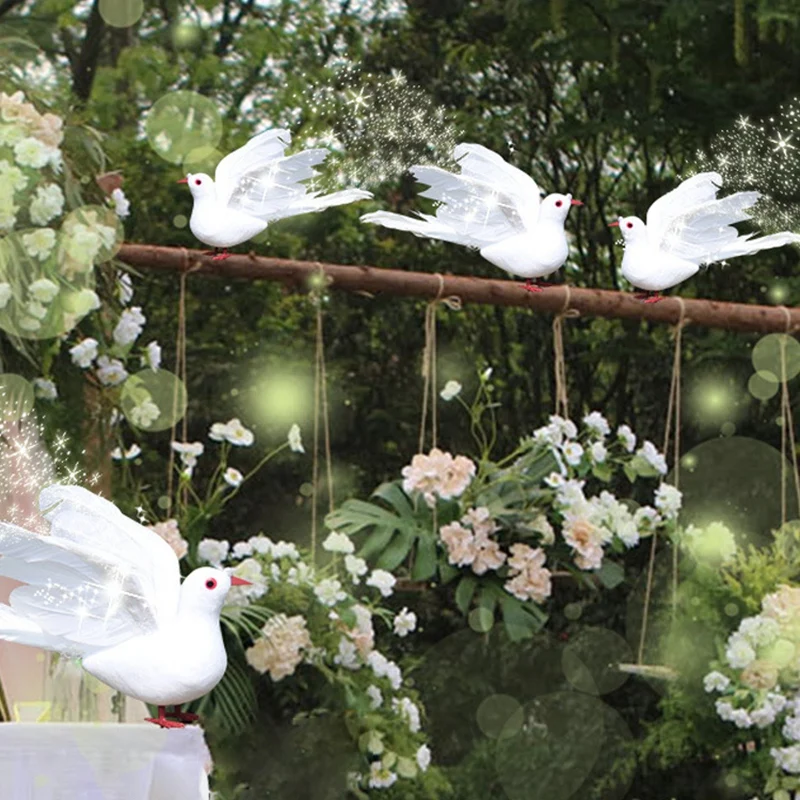 2 шт. белых голубей перо Пены Искусственный Lover мирные голуби птицы дома садовый