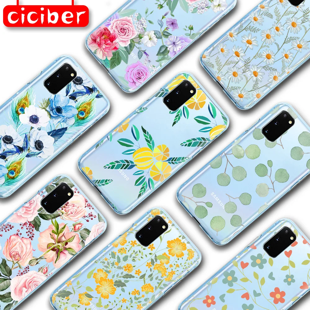 

Floral Case for Samsung S21 S10 S9 S8 S20 Plus Ultra A51 A50 A71 A70 A21S A02S A72 A52 12 NOTE 20 10 9 Plus Soft TPU Phone Funda