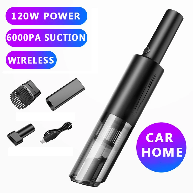 120W Portable Car Vacuum Cleaner Wireless Handheld Auto Vaccum 6000Pa Suction For Home Desktop Cleaning Mini | Автомобили и